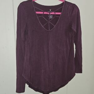 American Eagle Outfitters Purple Asymmetrical Long Sleeve